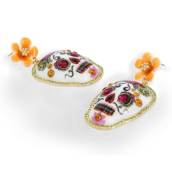 Sugar Skull Earrings Betsey Johnson Día de los Muertos - Picture 2 of 4